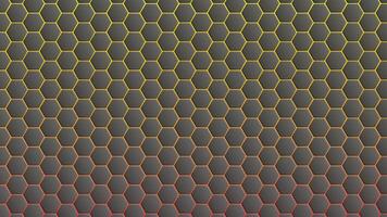 Vector hexagonal grid of dark hexagons. Gradient red-orange background. Desktop wallpapers.