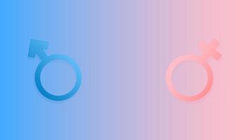 Vector gradient background for a gender party with symbols of feminine and masculine principles.