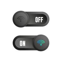 Two stylish vector black Wi-Fi switches in on and off positions. Wi-Fi icon with light indication.
