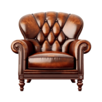 AI generated Club chair Couch Wing chair Queen Anne style furniture, chair, furniture, leather,  isolated on transparent background png