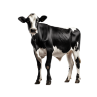 ai généré gracieux noir et blanc vache sur transparent Contexte png