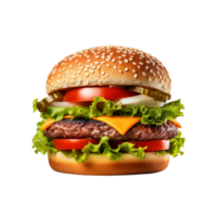 AI generated Big fresh burger on transparent background png
