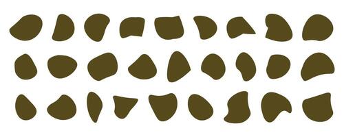 Blob irregular shape organic set, random black simple shapes. Pebble, inkblot stone silhouettes. vector