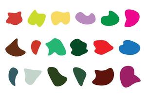 Blob irregular shape organic set, random black simple shapes. Pebble, inkblot stone silhouettes. vector