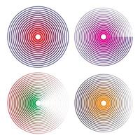 Concentric circle elements, spaced concentric circle, rings sound wave, line in a circle concept. vector