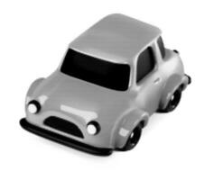 3d monochrome halftone toy car vector illustration. Black dotted pop art style isometric automobile design element on white background