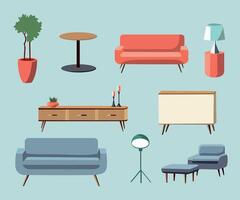 set of furniture vector illustration