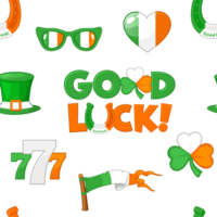 Seamless pattern with Symbols in the colors of the Irish flag for St. Patricks Day. png