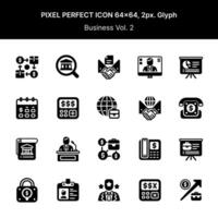 negocio icono píxel perfecto, Talla 64 x 64 con 2px glifo, volumen 02 Perfecto para tu diseño proyecto necesidades. vector