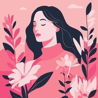 Illustration vector woman with flowers