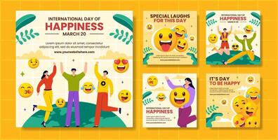 Happiness Day Social Media Post Flat Cartoon Hand Drawn Templates Background Illustration vector