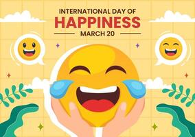 Happiness Day Social Media Background Flat Cartoon Hand Drawn Templates Illustration vector