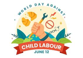 World Day Against Child Labour Vector Illustration on 12 June with Children Working for the Necessities of Life in Flat Cartoon Background