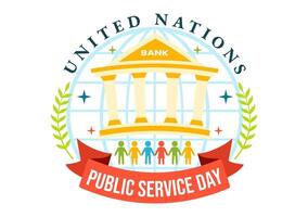 United Nations Public Service Day Vector Illustration with Publics Services to the Community in the Development Process in Flat Cartoon Background