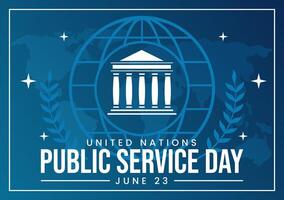 United Nations Public Service Day Vector Illustration with Publics Services to the Community in the Development Process in Flat Cartoon Background