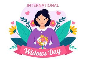 International Widows Day Vector Illustration on 23 June with Woman Mourns and Injustice Faced by Widow in Flat Cartoon Background Design