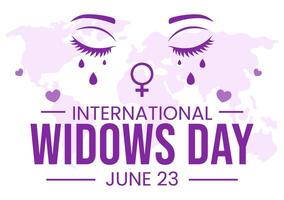 International Widows Day Vector Illustration on 23 June with Woman Mourns and Injustice Faced by Widow in Flat Cartoon Background Design