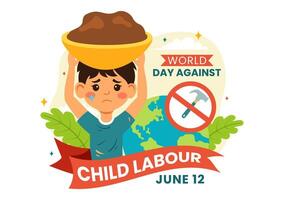 World Day Against Child Labour Vector Illustration on 12 June with Children Working for the Necessities of Life in Flat Cartoon Background