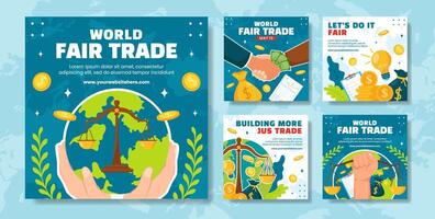Fair Trade Day Social Media Post Flat Cartoon Hand Drawn Templates Background Illustration vector