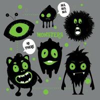 set of cute shadow monsters vector