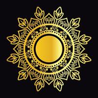 Luxury mandala design black background in golden color vector