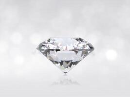 still with expensive cut diamonds in front of a white background, reflections on the ground. Lot of copyspace photo