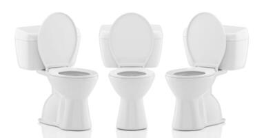 Toilet bowls on white background photo