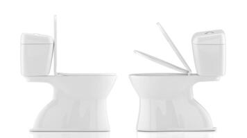 Toilet bowls on white background photo