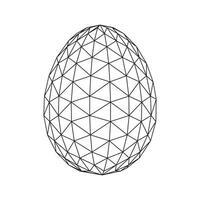 Low polygonal 3d egg structure in black lines on white background. Design element maybe for Easter, vector illustration eps10