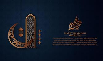 Realistic ramadan background with islamic pattern, crescent moon, lantern. for banner, greeting card vector