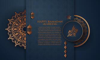 Realistic ramadan background with islamic pattern, lantern,  for banner, greeting card vector