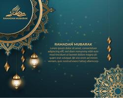 Realistic ramadan background with, lantern, mandala. for banner, greeting card vector