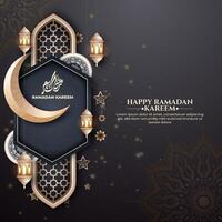 Realistic ramadan background with islamic pattern, lantern,  for banner, greeting card vector