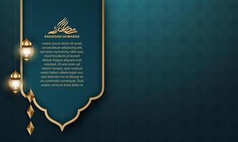 realista Ramadán antecedentes con islámico patrón, linterna. para bandera, saludo tarjeta vector
