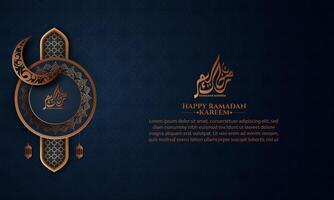 Realistic ramadan background with islamic pattern, crescent moon, lantern. for banner, greeting card vector