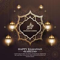 Realistic ramadan background with islamic pattern, lantern,  for banner, greeting card vector