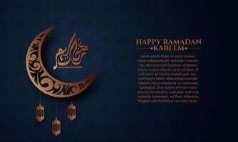 Realistic ramadan background with crescent moon, lantern. for banner, greeting card vector