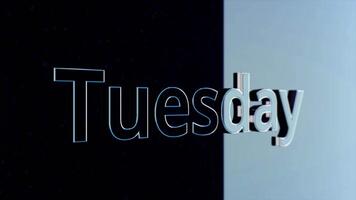 Animated Movie Text - Tuesday. Neon text of day of the week TUESDAY video