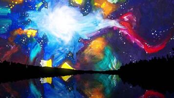 psychedelic färgrik droppar på abstrakt bakgrund. rörelse av färgrik måla. video