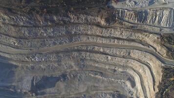 Aerial vief of the roads in a quarry. Shot. Mine and quarry equipment. video