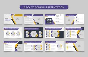 Education back to school Center Presentation slides template design. vector