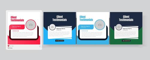 client testimonials social media post banner design template, Customer feedback review, or testimonial social media post template vector