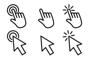 Hand pointer icons. Pointer click. Cursor icon. Clicking finger. Computer mouse click. vector