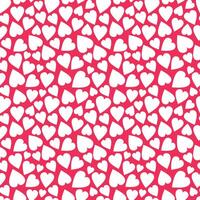 White love heart seamless pattern illustration. Cute romantic pink hearts background print. Valentine's day holiday backdrop texture, romantic wedding design. vector