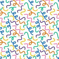 Fun colorful line doodle seamless pattern vector