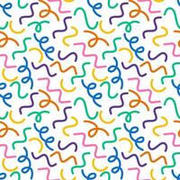 Fun colorful line doodle seamless pattern vector