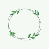 Green floral circle frame Wedding invitation frame vector design