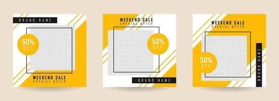 Weekend sale offer social media post template vector