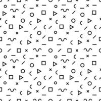 Geometric Vector pattern with black and white. Form a triangle, a line, a circle. Hipster fashion Memphis style.