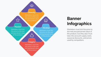 plantilla de diseño infográfico empresarial con 4 opciones, pasos o procesos. se puede utilizar para diseño de flujo de trabajo, diagrama, informe anual, diseño web vector